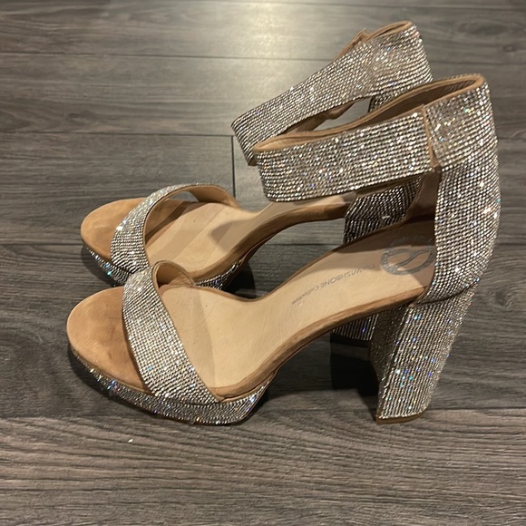 Beautiful rhinestone chunky heels. - Picture 3 of 3